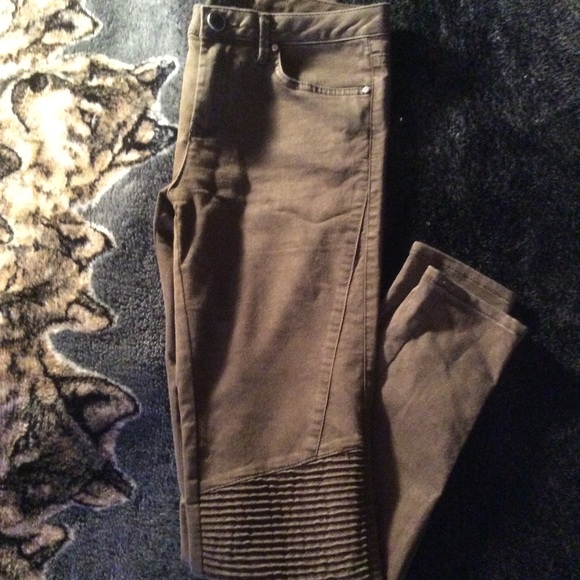 Zara Pants - Brown skinny moto pants